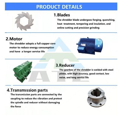 380V/50HZ Spannung Radial Reifen Schredder Maschine für die Behandlung von Kunststoff- und Metallabfällen
